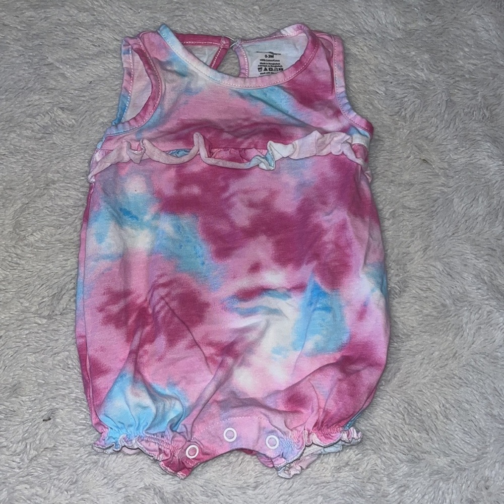 George tie-dye romper -  baby girl clothing 0-3 months 100% cotton